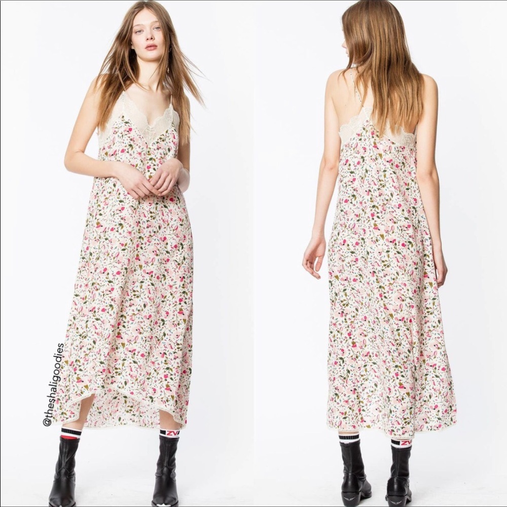Zadig & Voltaire Risty floral lace silk dress in Petal size S